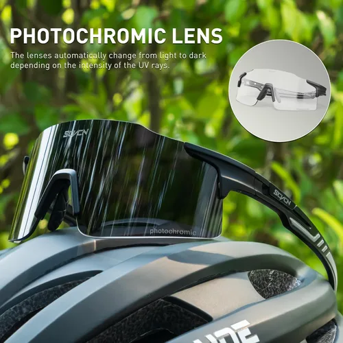 Miniatura 3 de SCVCN Fotocromático Ciclismo Gafas Deportivas Gafas de sol Hombres Mujeres Claro Bicicleta MTB UV400 Protección TR90 Frame Bike 01 Marco negro