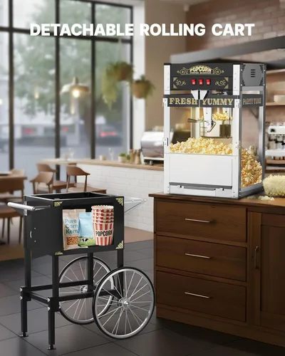 Miniatura 7 de Carro comercial de máquina de palomitas de maíz de 20 onzas, máquina para hacer palomitas de maíz mejorada con hervidor de acero inoxidable que hace