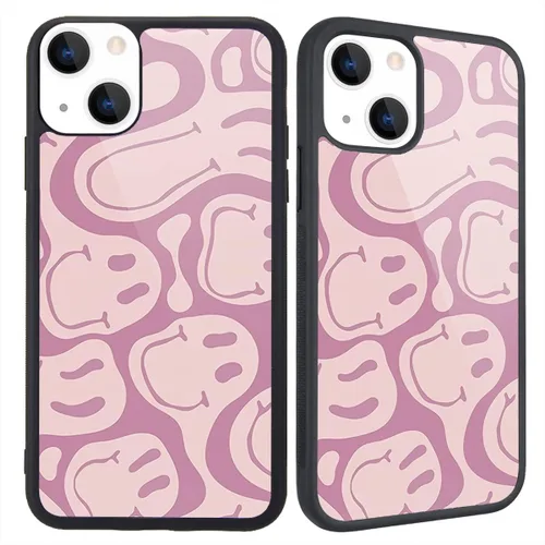 Miniatura 18 de Funda compatible con iPhone 13 para niños y mujeres, diseño divertido de cara, parte trasera dura con negro, divertido y lindo patrón de arte