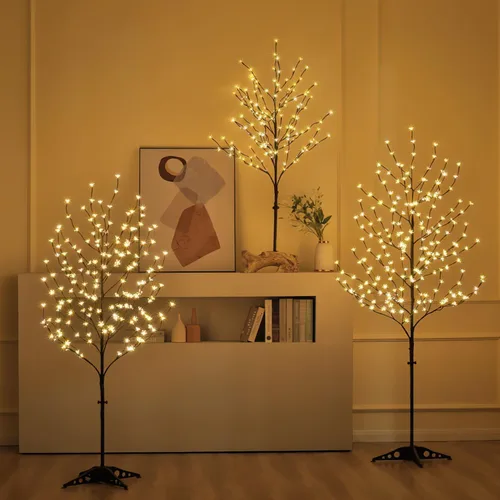 Miniatura 3 de Lightshare Árbol de flor de cerezo con luz LED, 4 pies, 5 pies y 6 pies, blanco cálido, paquete de 3, decoración del hogar, jardín, verano, boda