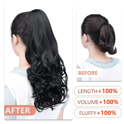 Miniatura 232 de Extensiones de cola de caballo de cabello rubio, extensiones de cola de caballo para mujer, pinza de extensiones de cabello rizado de 12 pulgadas