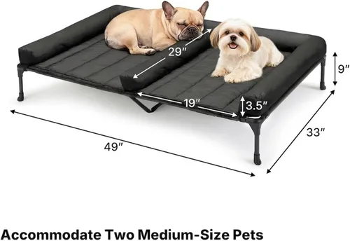 Miniatura 6 de Veehoo Cama elevada refrescante para perros + cojín doble impermeable para dos perros medianos, cama elevada para perros con tapete de apoyo
