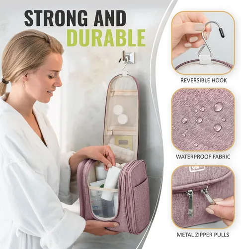 Miniatura 8 de Bolsa premium de artículos de aseo personal para viaje, para hombres y mujeres, bolsa de higiene, kit organizador de baño, con soporte de banda