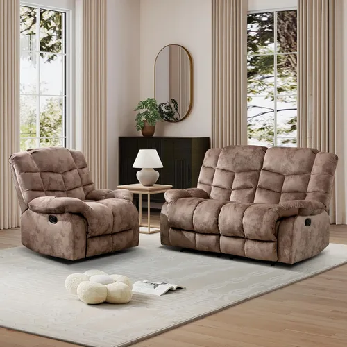 Miniatura 14 de CANMOV Silla reclinable manual, sofá reclinable individual con respaldo y reposabrazos sobrerelleno para sala de estar, muebles de dormitorio