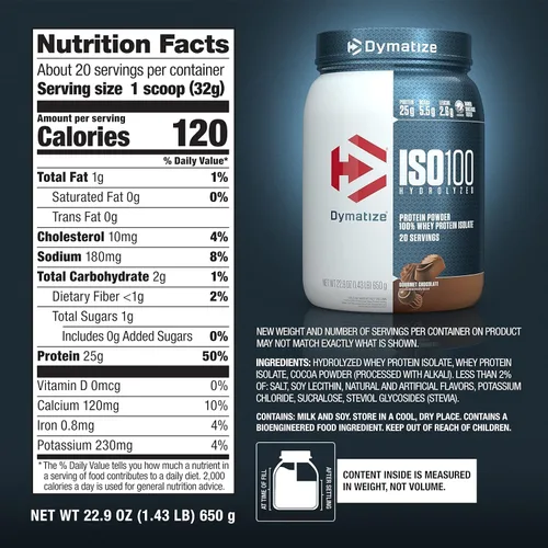 Miniatura 7 de Dymatize Nutrition 100% proteína de suero de leche aislada hidrolizada, DYM-350247, 1, 1