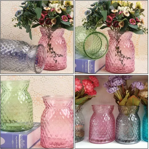 Miniatura 7 de Beavorty 1 unid Decoración de comedor Oficina Botella Floral Rombo Nórdico para el Hogar o Transparente Creativo Rosa Transparente Arreglos