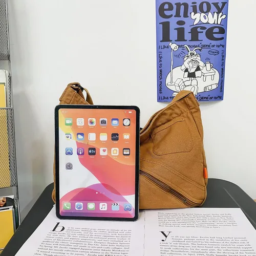 Miniatura 3 de Bolso cruzado de lona para mujer, bolso de hombro casual, bolsa de mano, bolsa de mensajero, bolsa cruzada para la escuela y el trabajo
