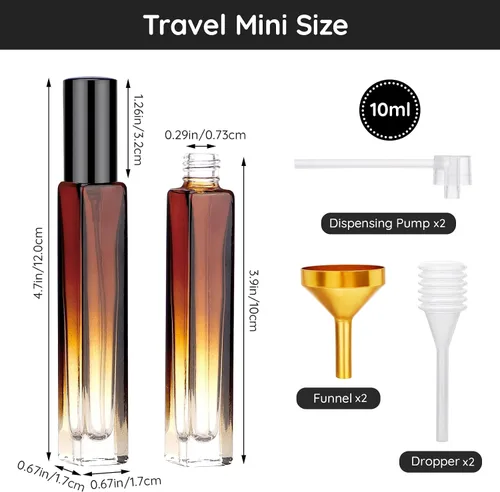 Miniatura 2 de Segbeauty Atomizador de Perfume Mini de 10ML (0.34 fl oz), 2pcs 5pcs Botella de Perfume de Viaje Vacía Recargable, Dispensador de Colonia Portátil