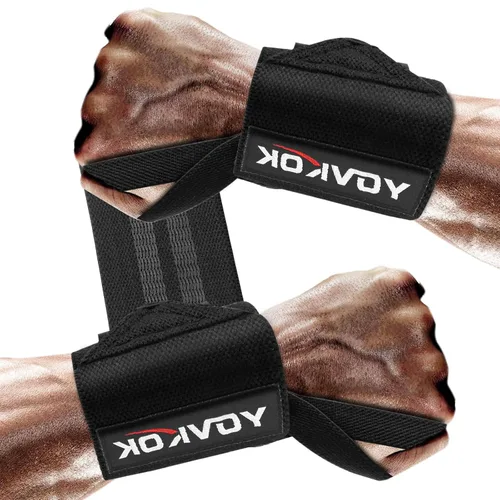 YOVKOK Muñequeras, correas de muñeca para levantamiento de pesas con trabillas para el pulgar, ajustables, correas de gimnasio para levantamiento de