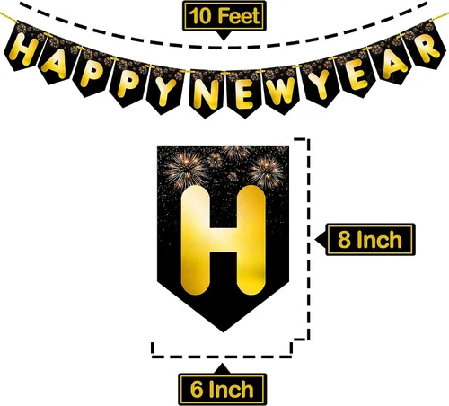Miniatura 4 de KatchOn Cartel de Feliz Año Nuevo 2025 – Grande de 10 pies, No DIY Cartel de Año Nuevo Telón de fondo para decoraciones Suministros de fiesta
