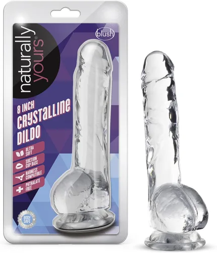 Blush Naturally Yours - Consolador realista de diamante delgado de 8 pulgadas – Pene realista esculpido a mano con bolas – Copa de succión TPE