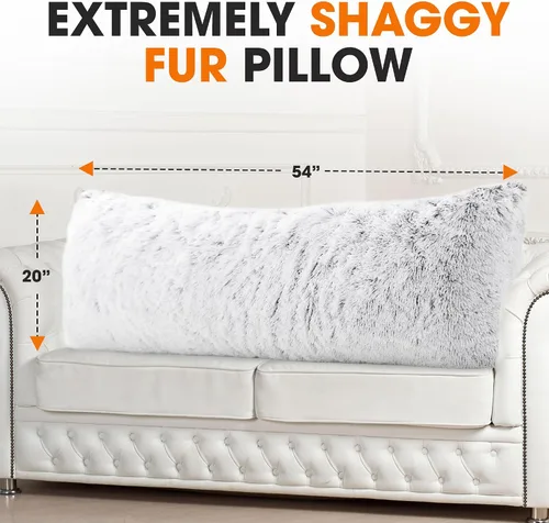 Miniatura 3 de Cheer Collection Almohada larga para el cuerpo, almohada larga suave y mullida para sofá y cama, almohada de felpa para dormir de lado, almohada