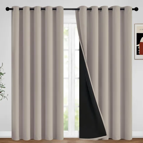 Miniatura 8 de Yakamok Cortinas negras, cortinas de ventana con aislamiento térmico y eficiencia energética para dormitorio, cortinas opacas completas y cortinas