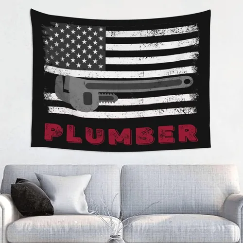 Tapiz de bandera de fontanero de 29 x 37 pulgadas, decoración del hogar, decoración para colgar en la pared, dormitorio, fiesta, telón de fondo para