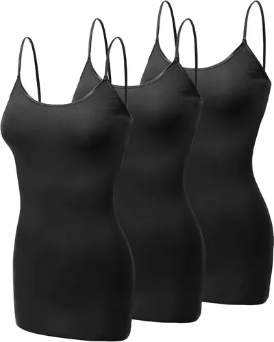 Miniatura 306 de Emmalise Camisola larga casual básica para mujer, con tirantes ajustables, top en capas