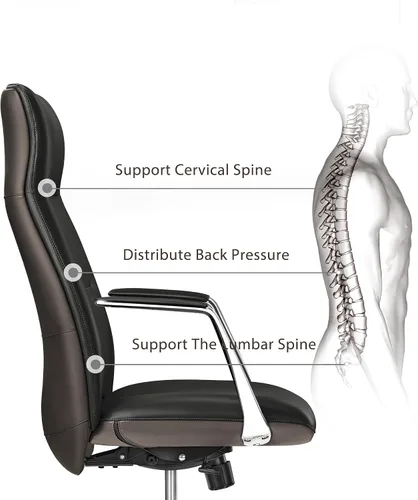 Miniatura 4 de EUREKA ERGONOMIC Royal Slim Silla Ejecutiva de Respaldo Alto de Cuero Negro para Oficina, Silla de Escritorio para el Hogar para Adultos, Grande