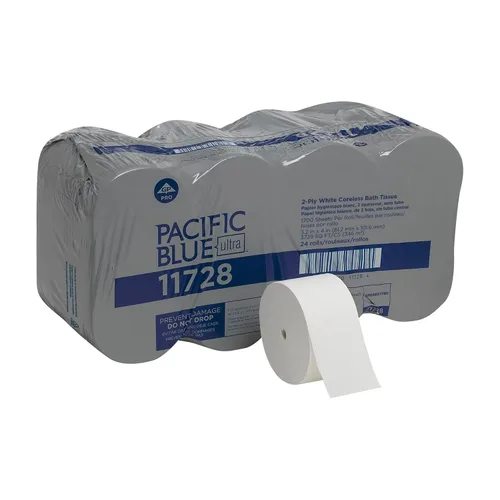 Recambio de papel higiénico Pacific Blue Ultra Coreless de GP PRO (Georgia-Pacific), 11728, 1700 hojas por rollo, 24 rollos por caja, color blanco