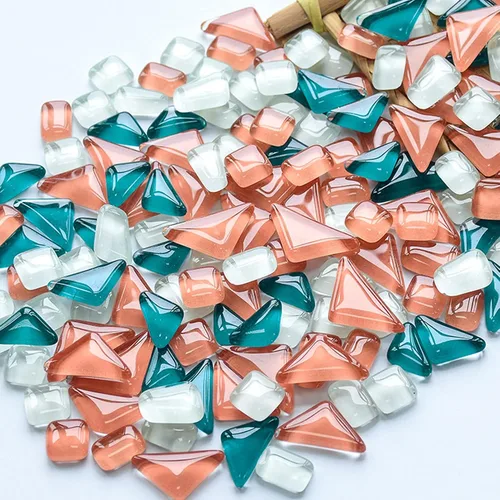 Miniatura 9 de Azulejos de mosaico para manualidades, varios colores, vidrio, purpurina, suministros de mosaico, piezas a granel, cuadrado, triángulo, rectángulo