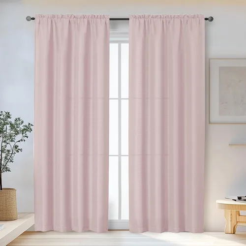 Miniatura 91 de OWENIE Bob Juego de 2 Paneles de Cortinas Negras de Cocina para Ventanas de 36 Pulgadas de Largo, Cortinas Cortas de Café con Textura de Lino