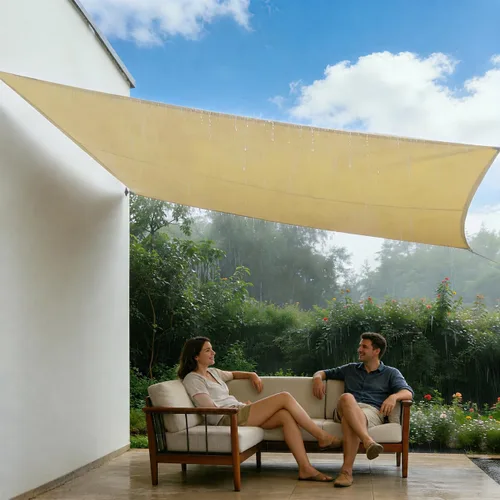 Amgo Vela de Sombra Solar Impermeable Cuadrada Rectangular Beige de Tamaño Personalizado de 4' x 4', Pedido por Encargo UPF50+ AMWTPR0712 Toldo