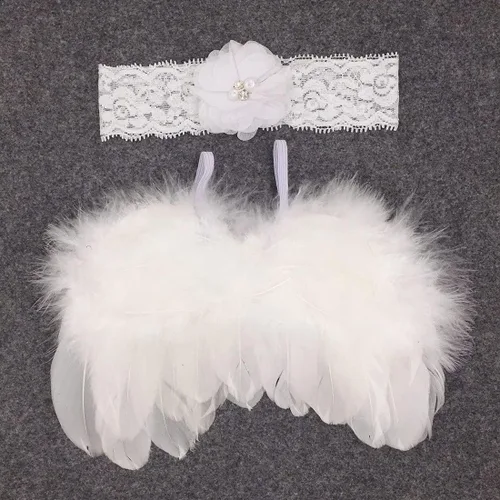 Miniatura 2 de Juego de alas de plumas de ángel para bebé recién nacido Blanco