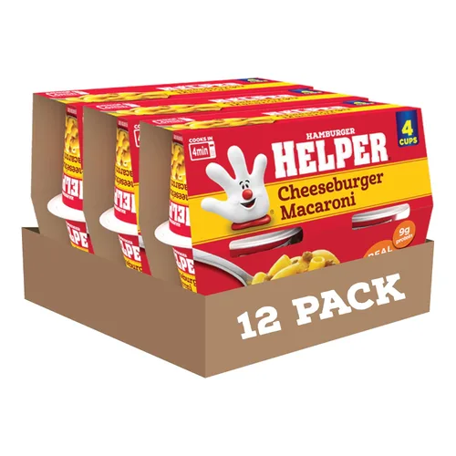 Miniatura 15 de Hamburger Helper Taza de macarrones para microondas con hamburguesa con queso (2 onzas, paquete de 6) sin sabores artificiales, listos en 4 minutos