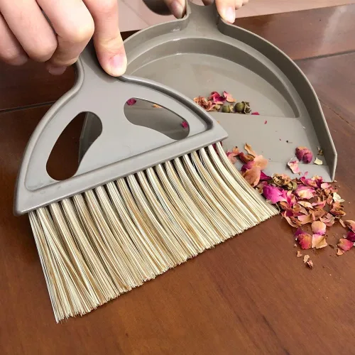 Miniatura 3 de Juego de escoba pequeña y recogedor, mini recogedor y cepillo, juego de escoba de mano y recogedor, mini escoba y recogedor para el hogar, Marrón