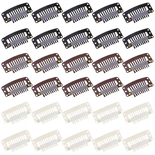 Miniatura 12 de WILLBOND - 30 piezas de broches para extensiones de cabello de 32 mm con 9 dientes, broches para pelucas, peine pequeño, accesorios de peluca