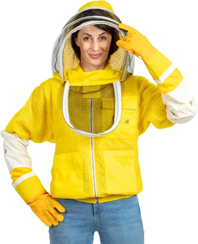 Miniatura 9 de Chaqueta ventilada de apicultura de 3 capas de protección completa para apicultores Chaqueta de abejas ultra ventilada con velo de esgrima