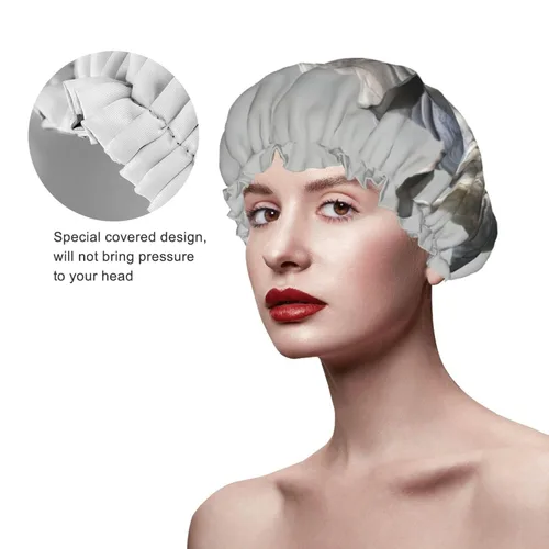 Miniatura 4 de Animal Rhino Print Shower Cap,Elastic And Reusable Bath Hair Hat For Long Hair,Large Waterproof Shower Bonnet,For Women Men Kids