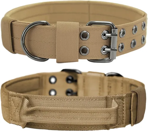 Miniatura 14 de Collar táctico para perro, collar militar ajustable para perro, collar de entrenamiento de nailon suave con parche, collares de hebilla de metal