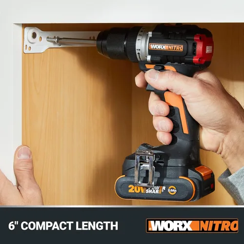 Miniatura 3 de Worx Nitro - Taladro percutor inalámbrico de 20V de 1/2" con motor sin escobillas, compacto y ligero de solo 6" y 3 libras, compatible con Power