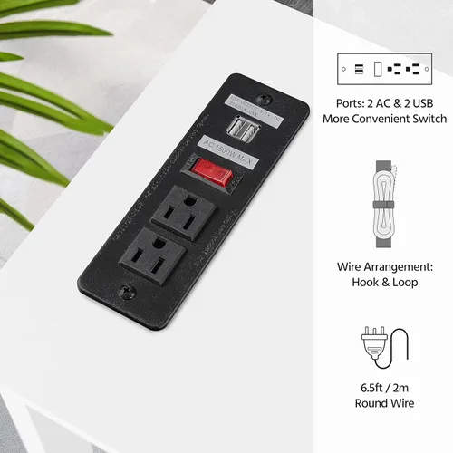 Miniatura 5 de Yaheetech Mesa Consola de 40" con 2 Tomacorrientes y 2 Puertos USB, Mesa de Entrada de Madera con Diseño en Forma de X, Mesa Angosta para Sofá