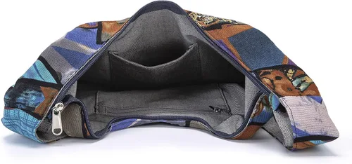 Miniatura 161 de Bolsa de hombro para mujer, de lona en estilo hippie/bohemio para llevar cruzada al hombro, disponible en diferentes colores y estampados