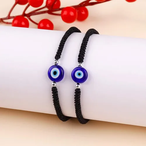 Miniatura 6 de Paquete de 2 pulseras hechas a mano con cuerda roja contra el mal de ojo, pulsera de joyería de ojo azul para mujeres, hombres, adolescentes
