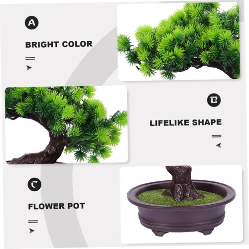 Miniatura 8 de NOLITOY Decoración de pino en maceta, plantas de plástico para exteriores, decoración de mesa al aire libre, decoración de oficina pequeña, árbol