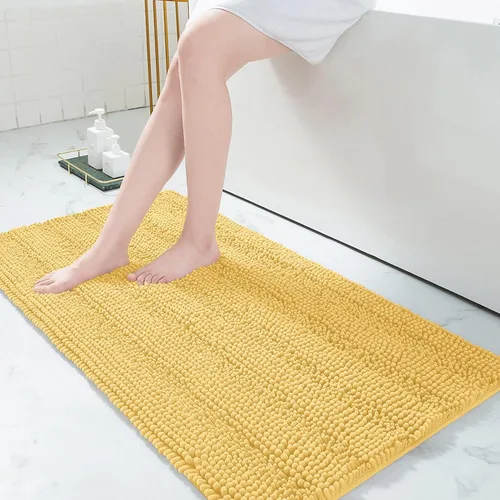 Miniatura 262 de Grandaily Alfombras de baño de felpilla a rayas de 24 x 16 pulgadas, extra gruesas y suaves, absorbentes, parte trasera de goma, alfombra de ducha