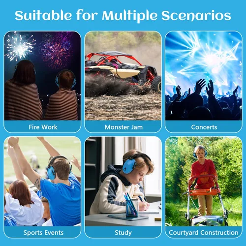Miniatura 7 de Floriogra Paquete de 2 Auriculares con Cancelación de Ruido para Niños, Orejeras de Protección Auditiva para Niños con Autismo, Niños Pequeños