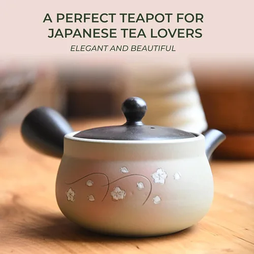 Miniatura 9 de Japanese Green Tea Co. Tetera japonesa de arcilla roja para té verde (9 onzas), tetera tradicional de arcilla fabricada en Tokoname con diseño
