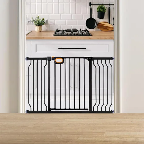Miniatura 14 de owlie Puerta para bebés de interior de 75 a 85 pulgadas, puerta de seguridad extra ancha para perros, puerta de escalera grande, puertas ajustables