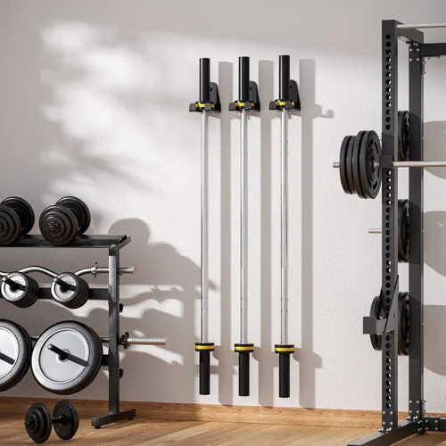 Miniatura 5 de JNIHEEP Colgador de Barra Olímpica, Estante de Barra de Gimnasio para Garaje, Estante de Montaje Vertical para Barras, Recubierto en Polvo Negro