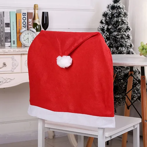 Miniatura 3 de traderplus 4 fundas para sillas de Navidad, decoración de sombrero de Papá Noel, vacaciones de Navidad