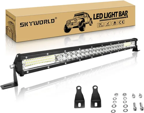 Miniatura 8 de SKYWORLD Barra de luz de trabajo LED de doble fila de 15 pulgadas, 108 W, 10800LM, haz de punto antiniebla, 6000 K, lámpara de conducción
