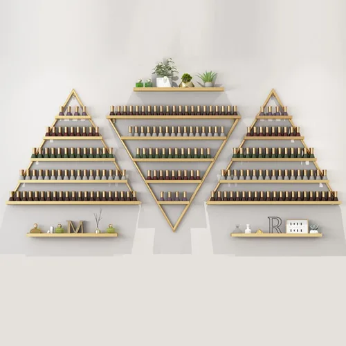 Miniatura 24 de Estante organizador de perfume montado en la pared, estante triangular de metal para esmalte de uñas, estante de exhibición de aceites esenciales