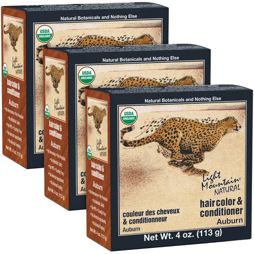 Light Mountain Tinte y acondicionador de cabello de henna, tinte para el cabello castaño rojizo para hombres y mujeres, polvo orgánico de hoja de