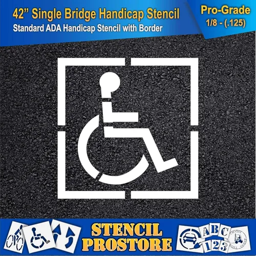 Miniatura 3 de Plantilla para pavimento – 28 x 26 pulgadas – Plantilla para discapacitados con borde (2 pulgadas de trazo) – 36 x 36 x 1/8 pulgadas (128 mil)