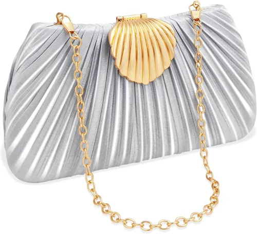 Miniatura 7 de YBMYCM Bolso de noche para mujer, de mano con cierre de concha, elegante bolso de seda para boda, baile de graduación, cena de lujo