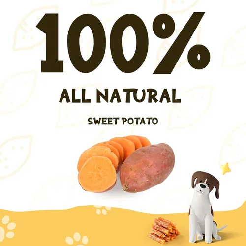 Miniatura 6 de Golosinas masticables para perros, tiras de batata envueltas en pollo, aperitivos para perros sin gluten y granos para recompensas de entrenamiento