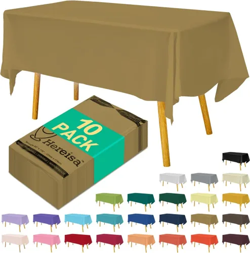 Miniatura 143 de Paquete de 3 manteles de plástico desechables de 54 x 108 pulgadas, manteles de color blanco hueso, manteles de fiesta nupcial para fiestas