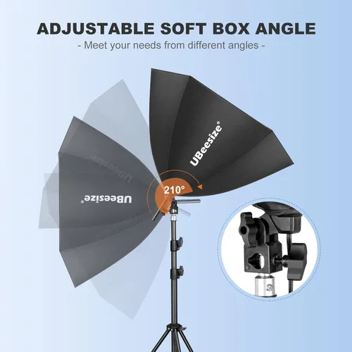 Miniatura 6 de UBeesize Softbox Kit de iluminación para fotografía, 30 x 30 pulgadas, kit de iluminación profesional Softbox con 2 bombillas de 40 W E26 Socket
